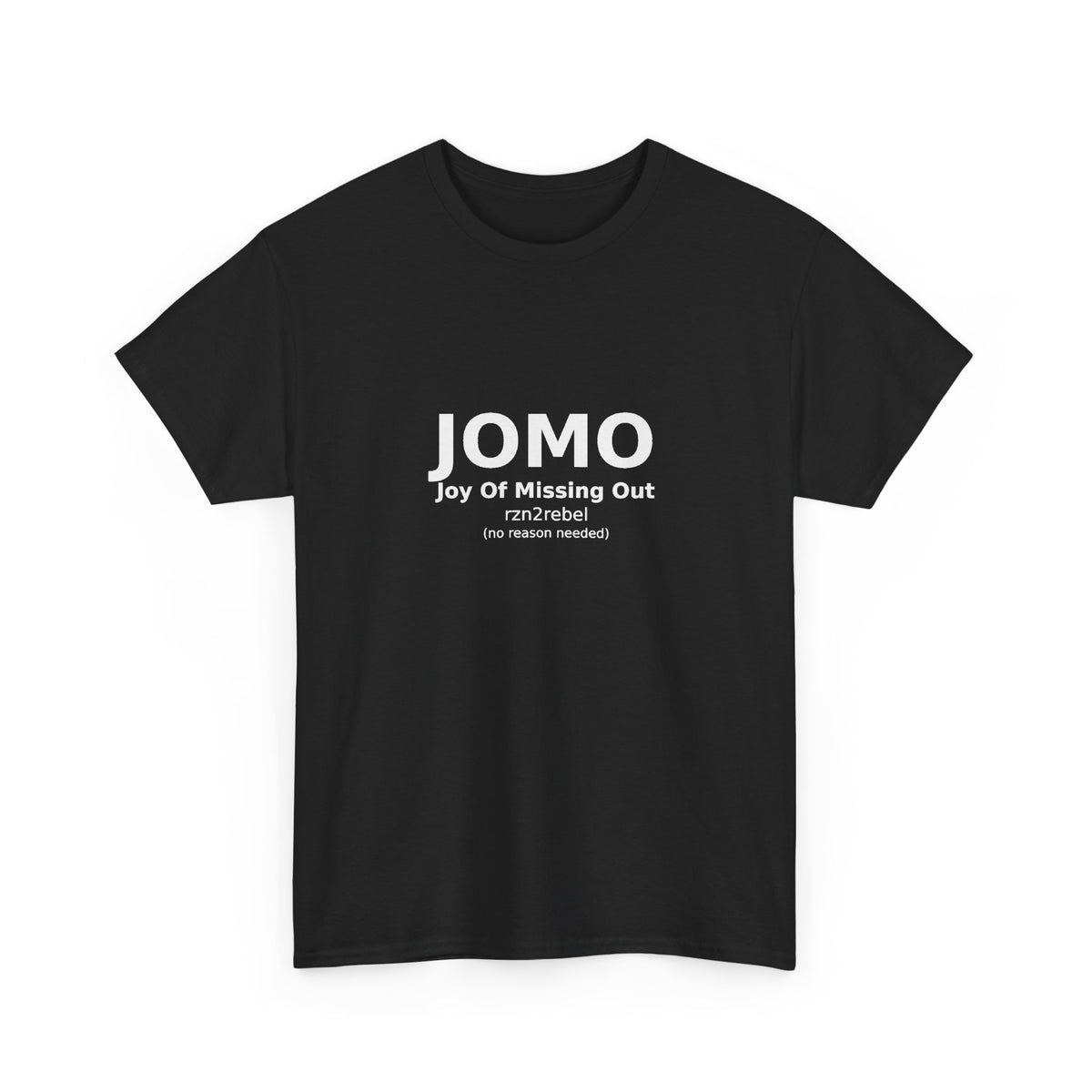 JOMO Minimalist White Tee — 'JOMO' Subtle Chest Print, Casual Everyday T-Shirt